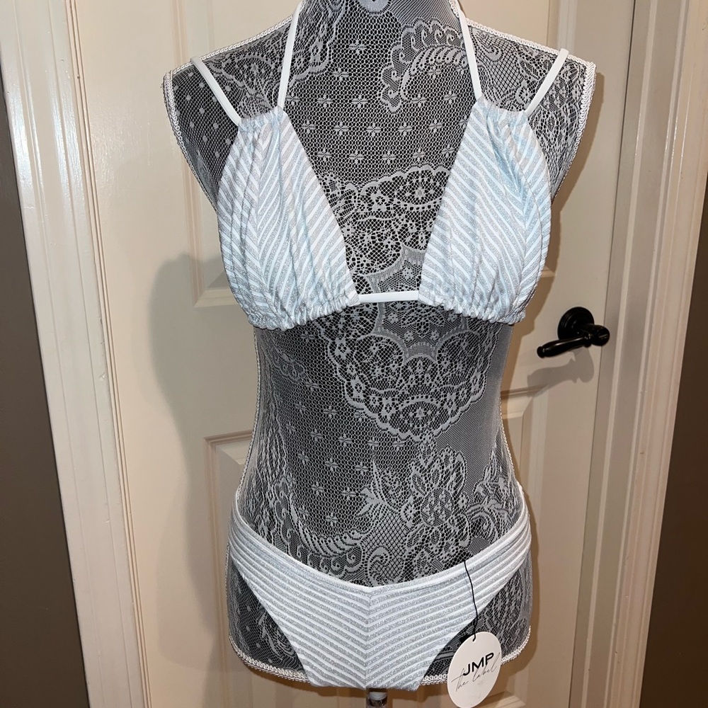 JMP the label sparkly silver/white bikini NWT